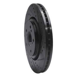 Acura MDX Brake Rotor (1) - Front Right - R1 Concepts - Drilled & Slotted - Black - `17-`20